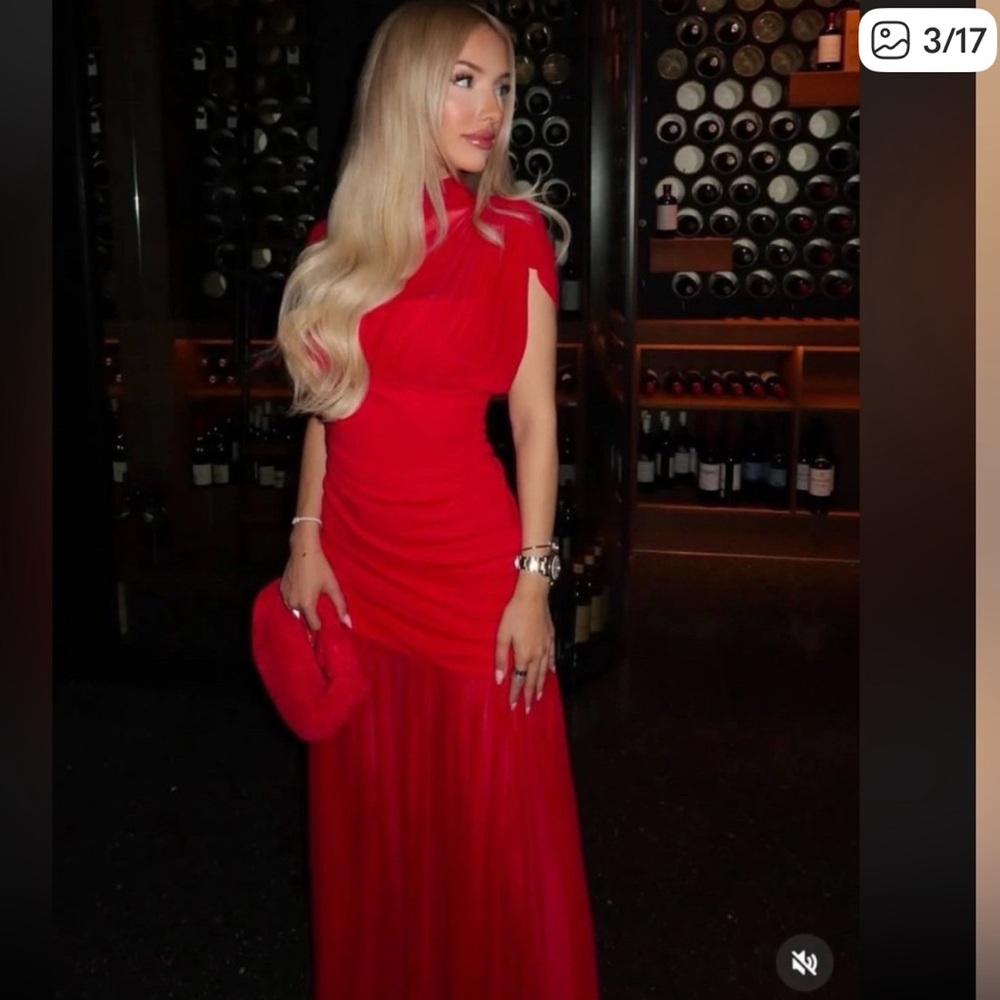 Zara NWT combination tulle midi dress red 4772/352 - Picture 9 of 15